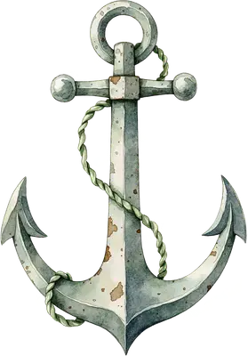 Weathered Watercolor Anchor DTF Transfer - Nautical Ocean Design