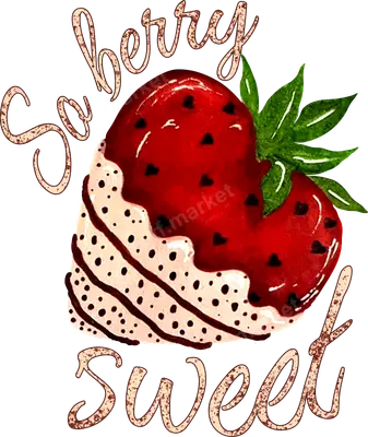 So Berry Sweet Heart Strawberry DTF Transfer | Cute Dessert Design
