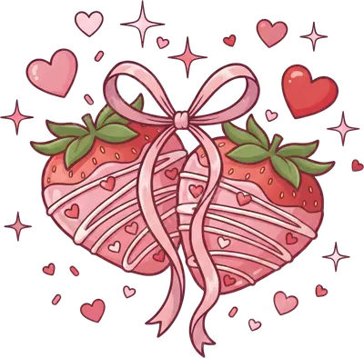 Sweetheart Chocolate Strawberry Ribbon DTF Transfer